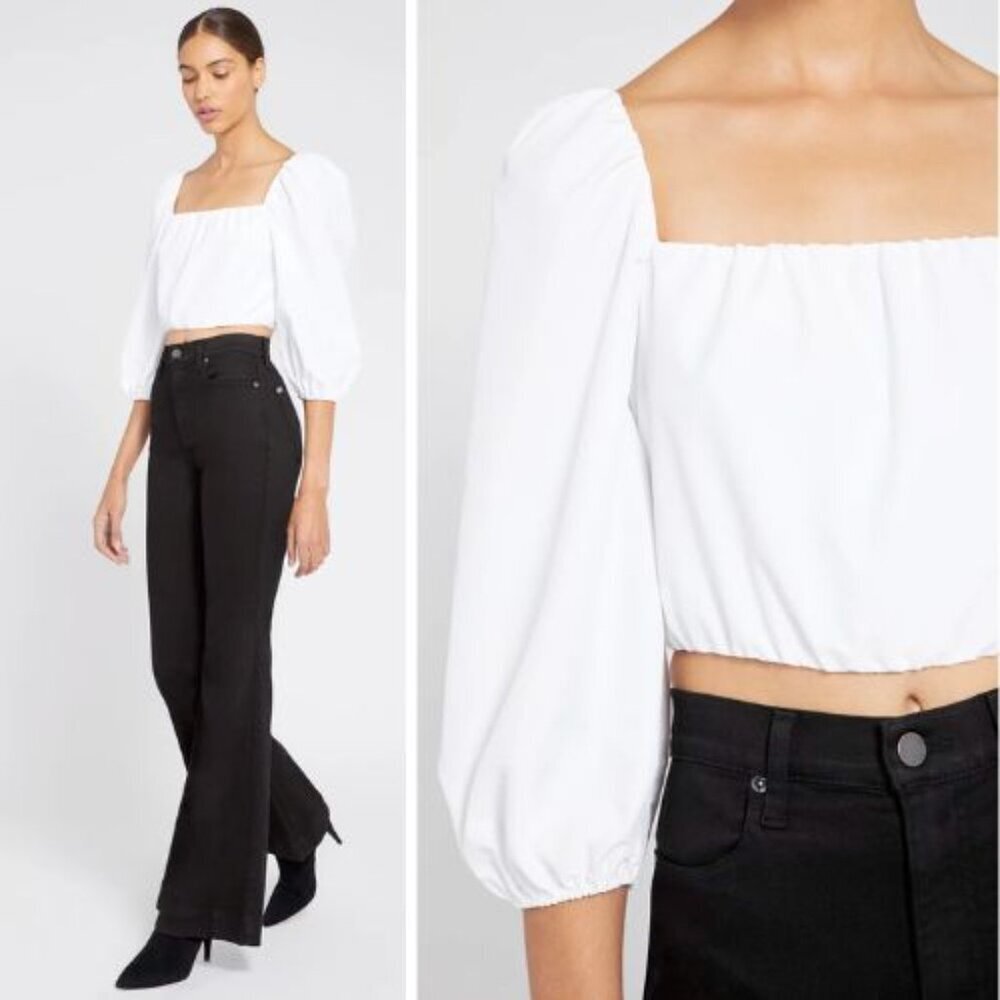 Alice & Olivia White Alta Peasant Crop Top Size XS 51969